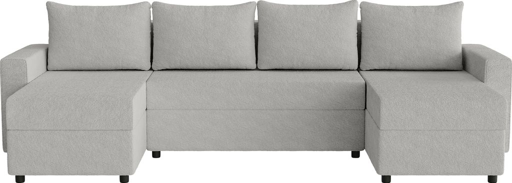 FEDVE Ecksofa Goka Lux U aus Bouclé-Stoff mit Schlaffunktion und 3 Bettkästen, Grau
