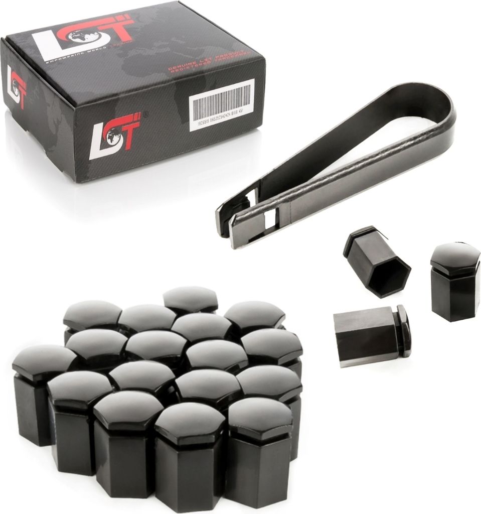 20x Radschraube Abdeckkappen lang 17mm schwarz für CITROEN PEUGEOT DACIA RENAULT