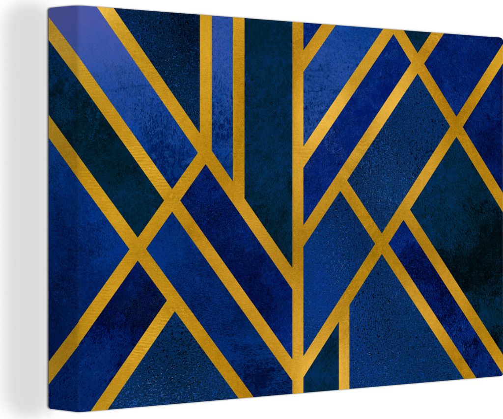 OneMillionCanvasses - Leinwandbilder - 150x100 cm, Gold - Blau - Muster, Wandbilder Kunstdruck Wanddekoration - Foto auf Leinwand - Gemälde auf ...