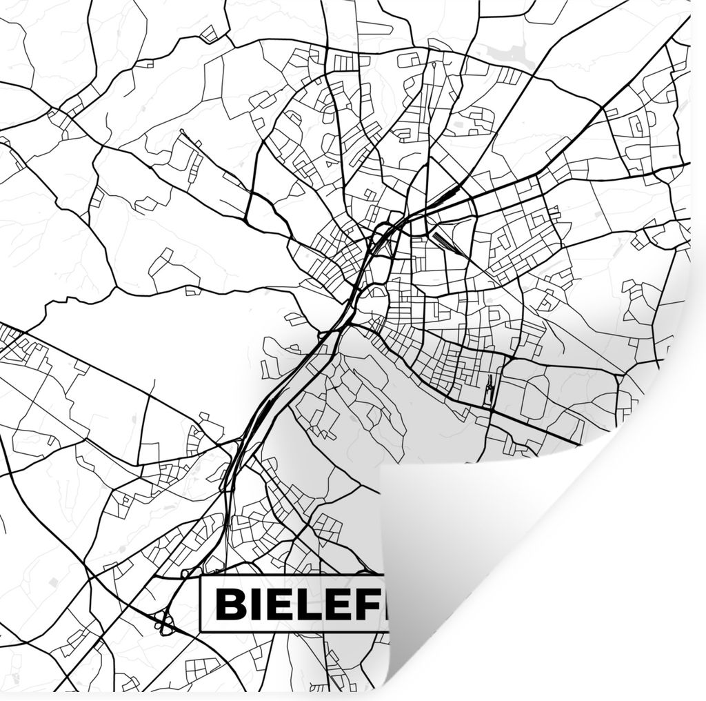MuchoWow Wandtattoo Wandsticker Wandaufkleber Bielefeld - Karte - Stadtplan 30x30 cm Selbstklebend und Repositionierbar - Repositionierbar - Wass...