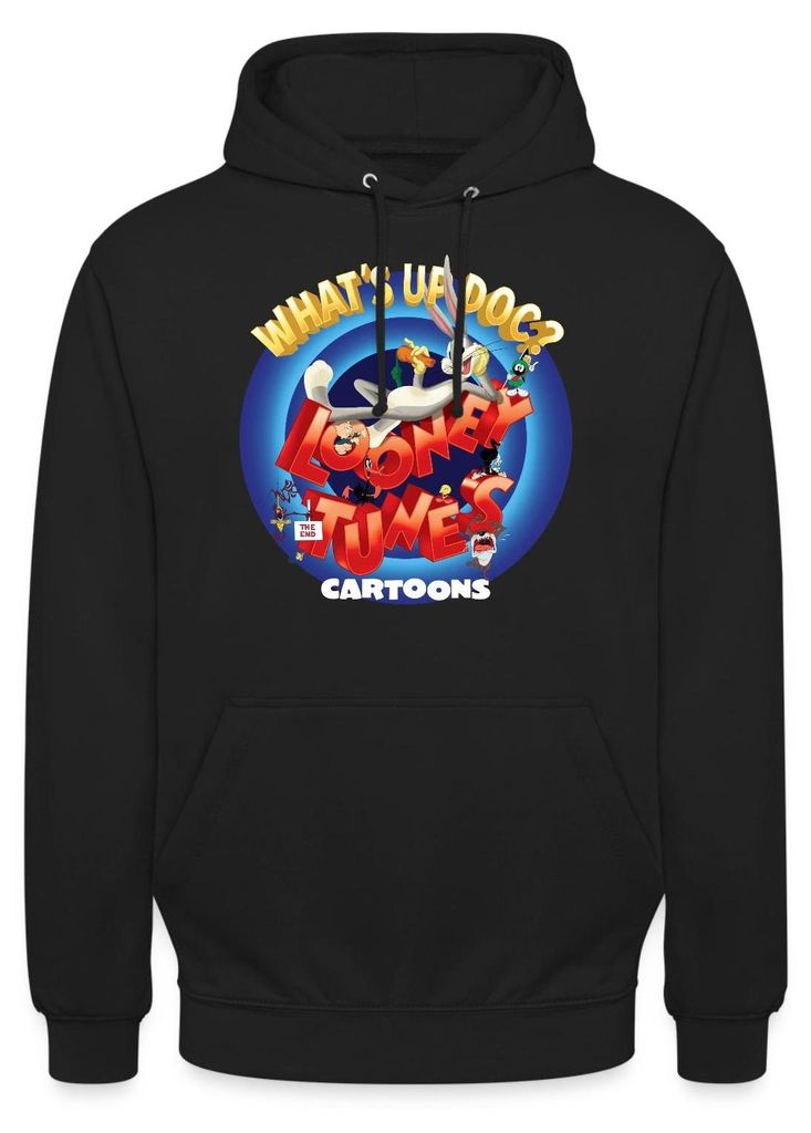 Spreadshirt Looney Tunes Cartoons Logo Bugs Bunny Uni Hoodie, XL, Schwarz