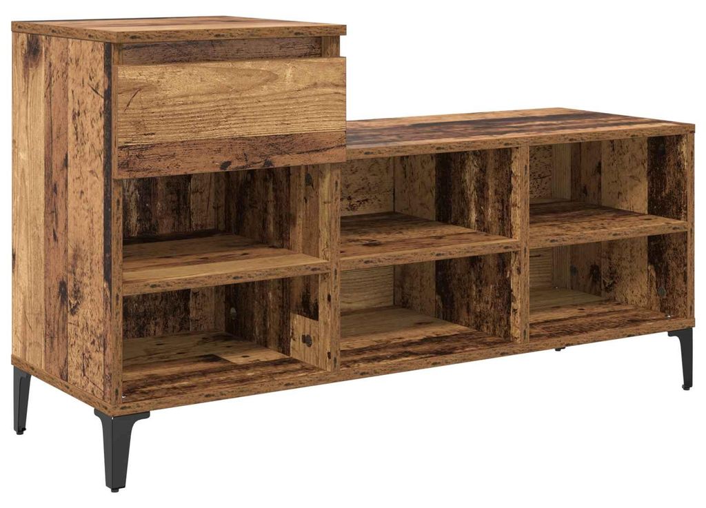 vidaXL Schuhschrank mit Regal Altholz 102 x 36 x 60 cm Holzwerkstoff