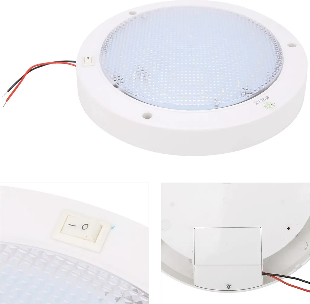 Lampada a LED con interruttore, sistema di energia solare per barche, camper, cucine, armadi a soffitto, 12 V (bianco puro (6000–6500 K))