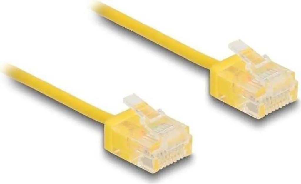 Cavo di rete RJ45 Cat.6 UTP Ultra Slim 0,5 m giallo, connettori corti