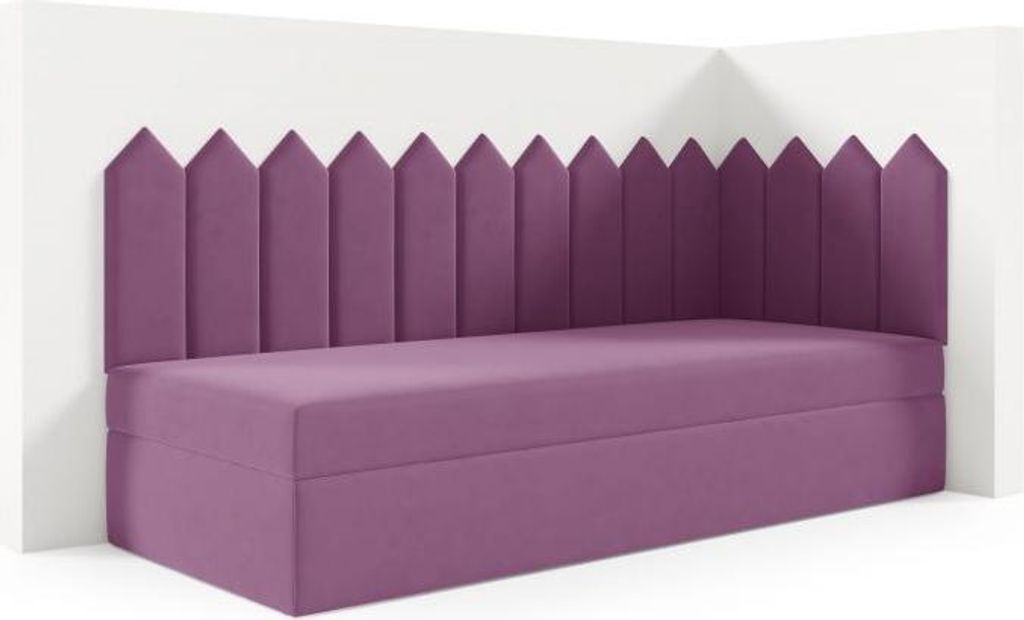 LIKMA Kinderbett 70x200 cm Violett Bett mit Bettkasten Jugendbett Polsterbett Kopfteil Velvet Stoff