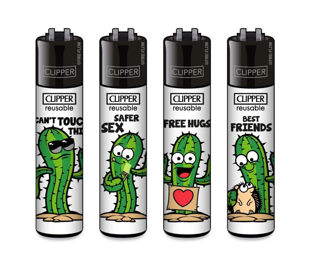 Clipper Feuerzeug 4er Set Kaktus