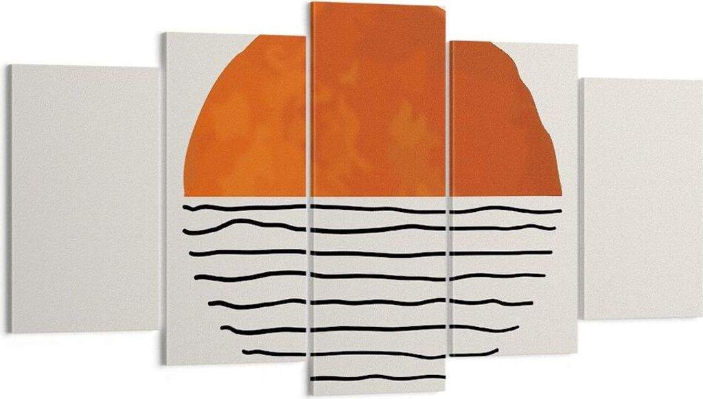 Bild auf Leinwand - Leinwandbild - 5 Teile - Modern Sonne Meer - 160x85cm - Wand Bild - Wanddeko - Wandbilder - Leinwanddruck - Bilder - Wanddekora...
