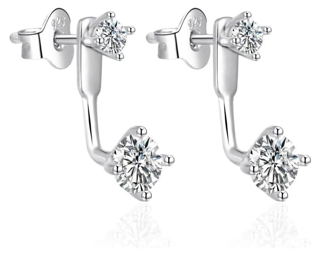 Puces d'oreilles argentées femme style minimaliste chic - AGT-E054PW