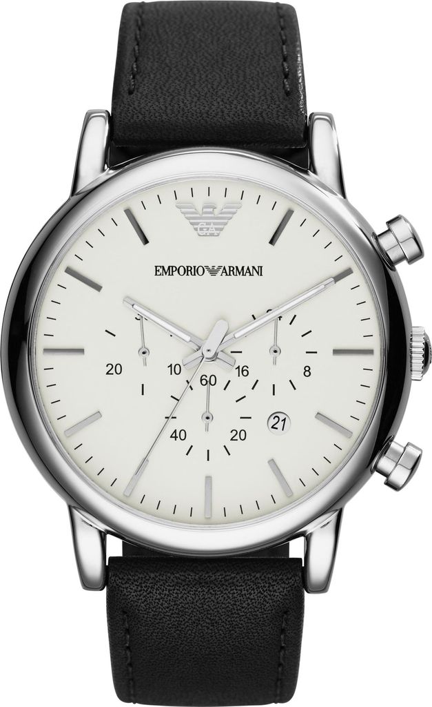 A close-up studio shot of a men's wristwatch.