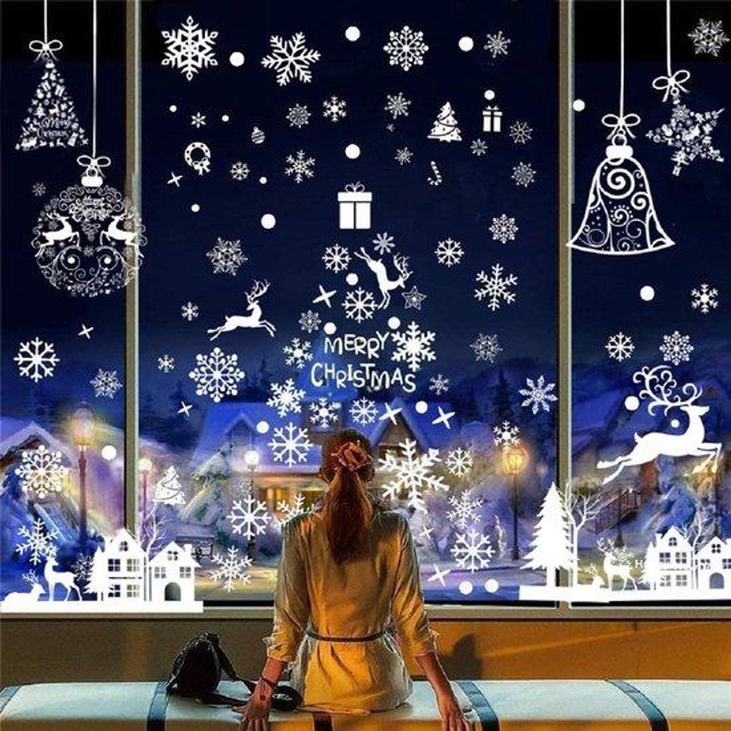 Kerstdeko PVC raamstickers zelfklevend voor deuren etalages