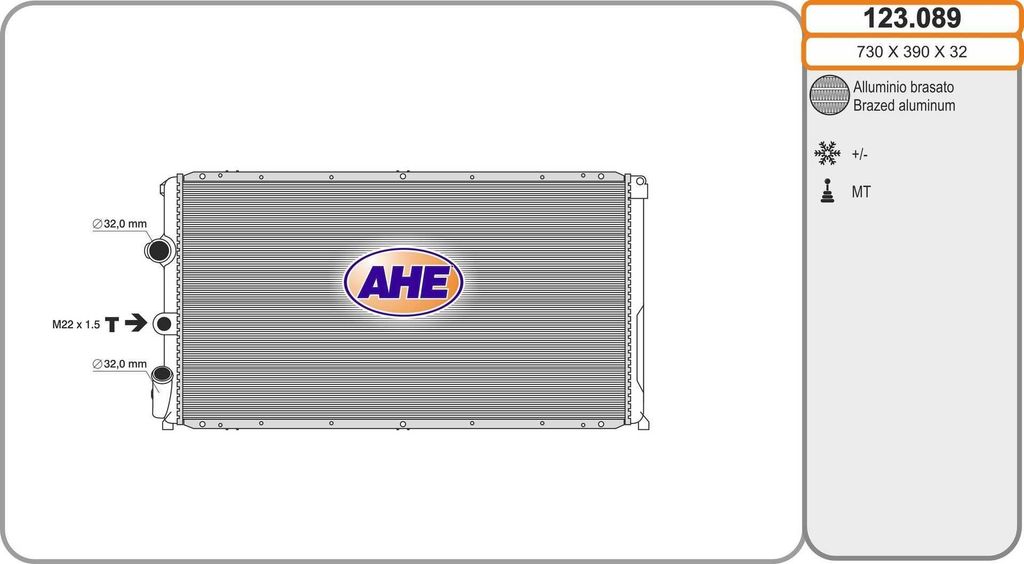 AHE 123.089 Kühler Wasserkühler Motorkühler für OPEL Movano Kastenwagen (X70) Movano Bus (X70) Movano Pritsche / Fahrgestell (X70) für RENAULT