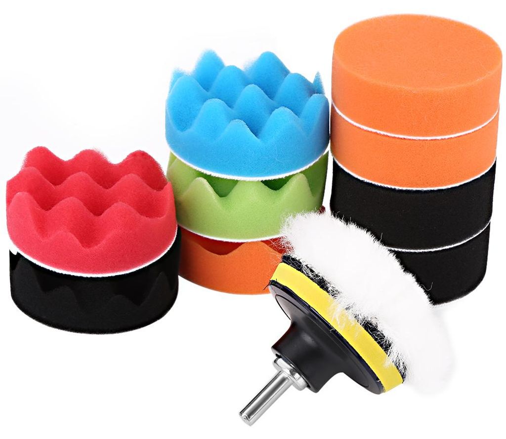 12-teiliges 3-Zoll-Schwamm-Polierpad-Set für Autopoliermaschinen mit Bohrmaschinenadapter