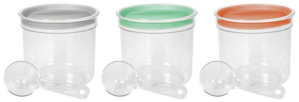 Dose Curver DRY FOOD, 1000 ml, mit Messbecher, Farbmix Minze/Grau/Pfirsich, 130x120 mm