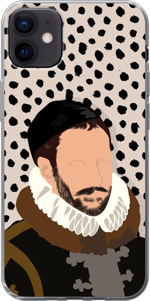 MuchoWow Handyhülle Schutzhülle Hülle für Telefoonhoesje iPhone 12 mini Alte Meister - Wilhelm von Oranien - Punkte - Vintage Silikon Softcas...