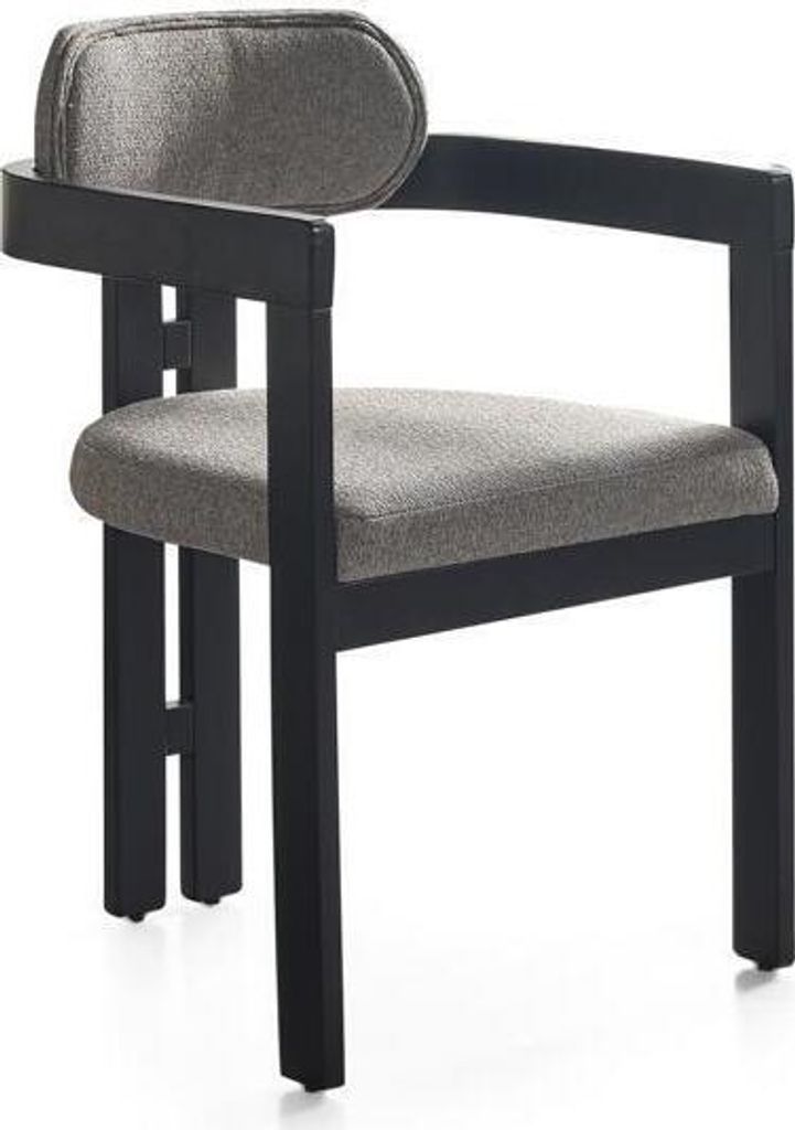 Esszimmerstuhl Stuhl Küchenstuhl Lehnstuhl Holz Stoff Modern Grau Neu JVmoebel