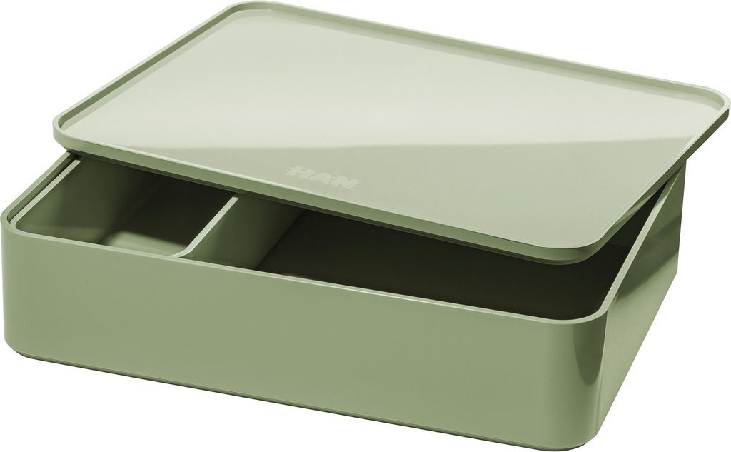 SMART-ORGANIZER ALLISON, praktische, stapelbare Utensilienbox mit Innenschale u. Deckel, hellgrün