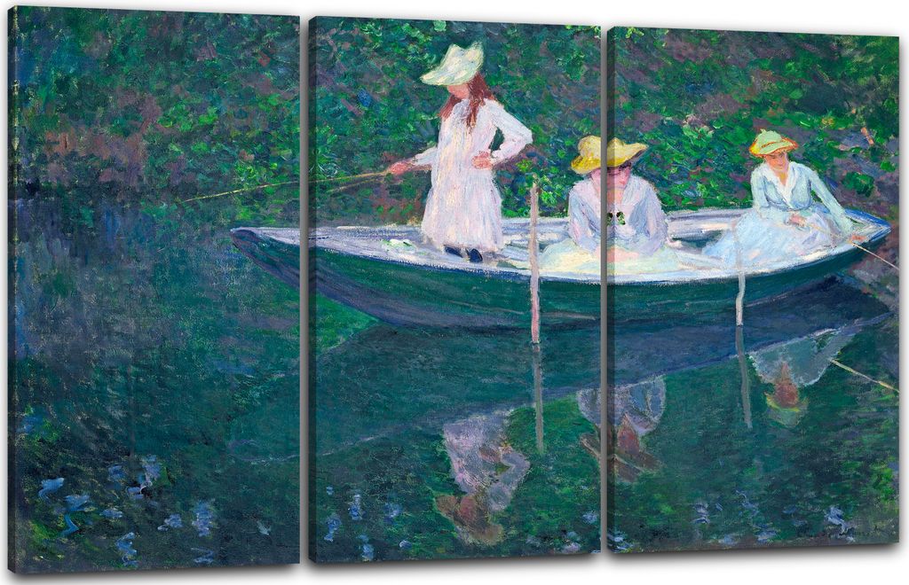 Leinwandbild 3-teilig (120x80cm): Claude Monet - En norvégienne, echter Holz-Keilrahmen inkl. Aufhänger, handgefertigt in Deutschland