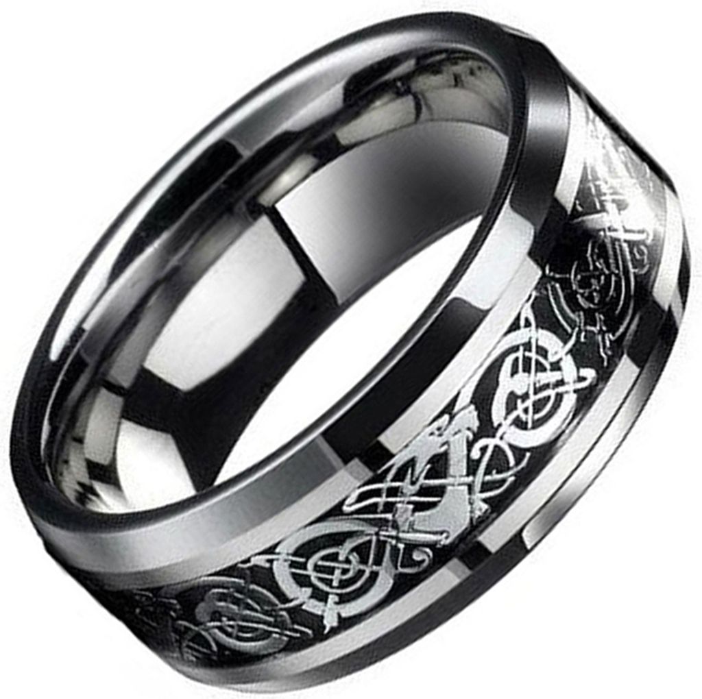 Mode Männer keltischen Drachen schnitzen Titan Stahl Ehering Ring Schmuck Geschenk-Size 11