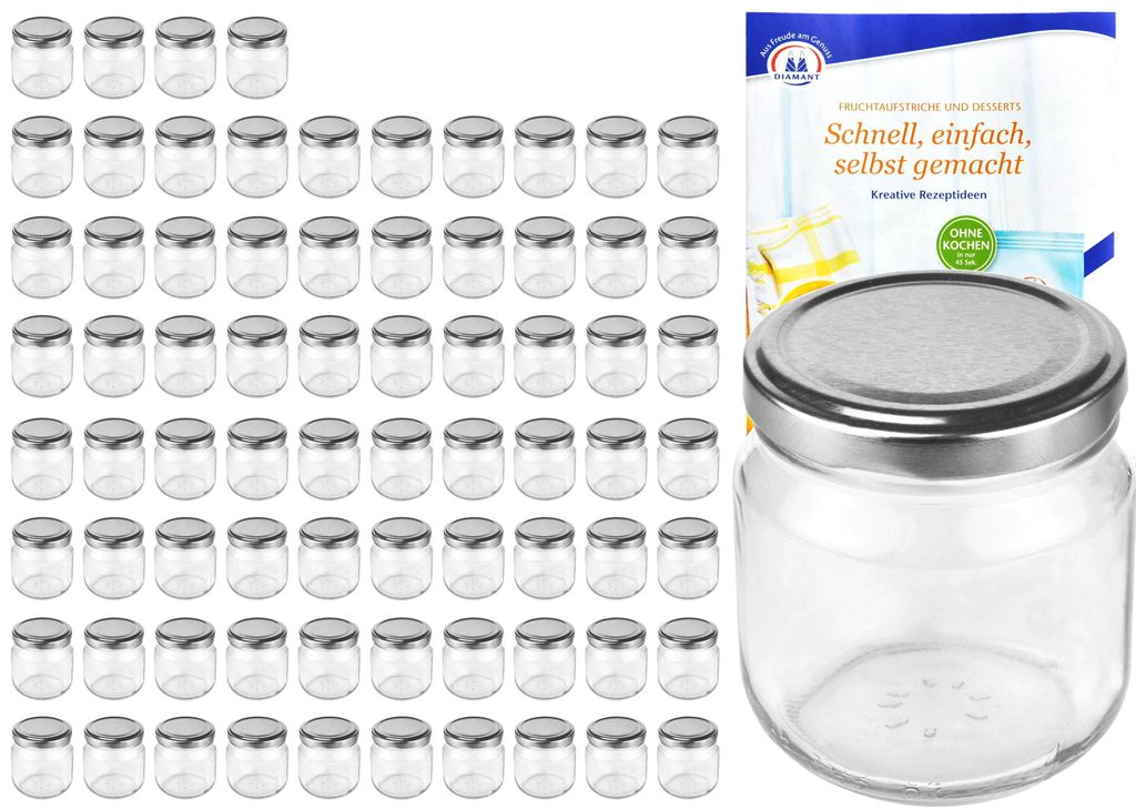 zestaw 75 okrągłych słoików 212 ml nieder To 66 srebrnych Zdjęcie produktu 