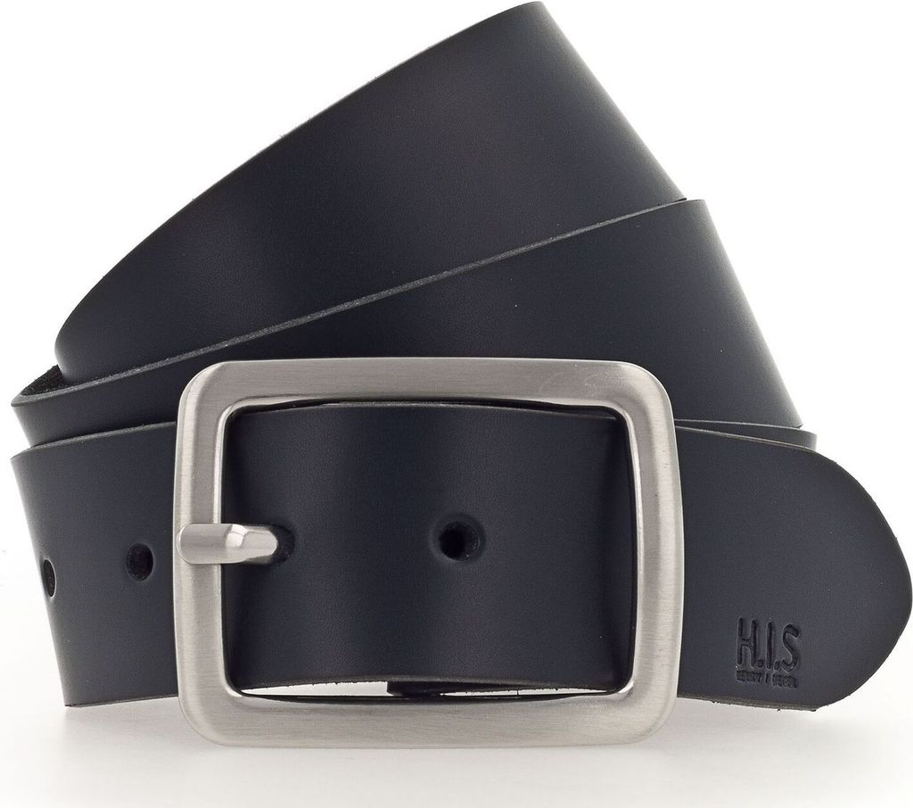 H.I.S Leder Gürtel 40mm Belt W120 Marine dunkelblau