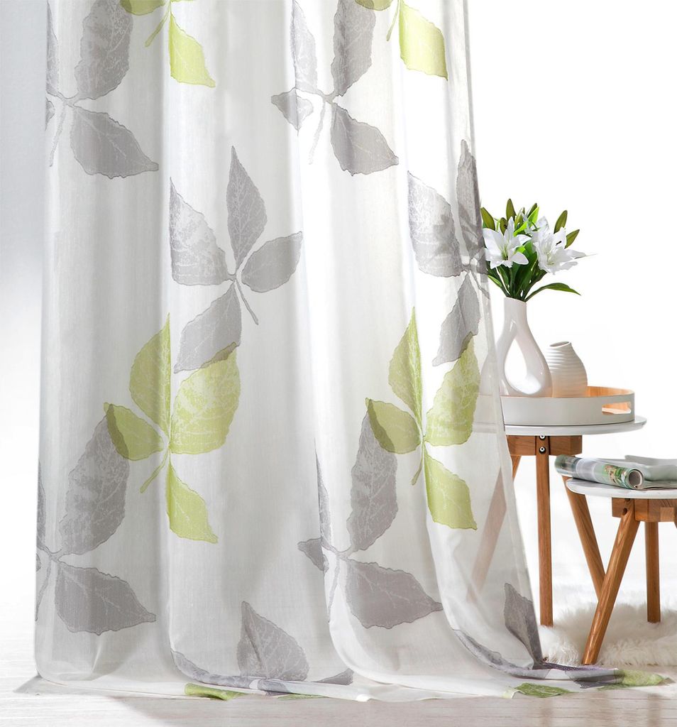 heimtexland ® Ösenschal Batist Pure Nature Blätter 245x140 Produktbild 