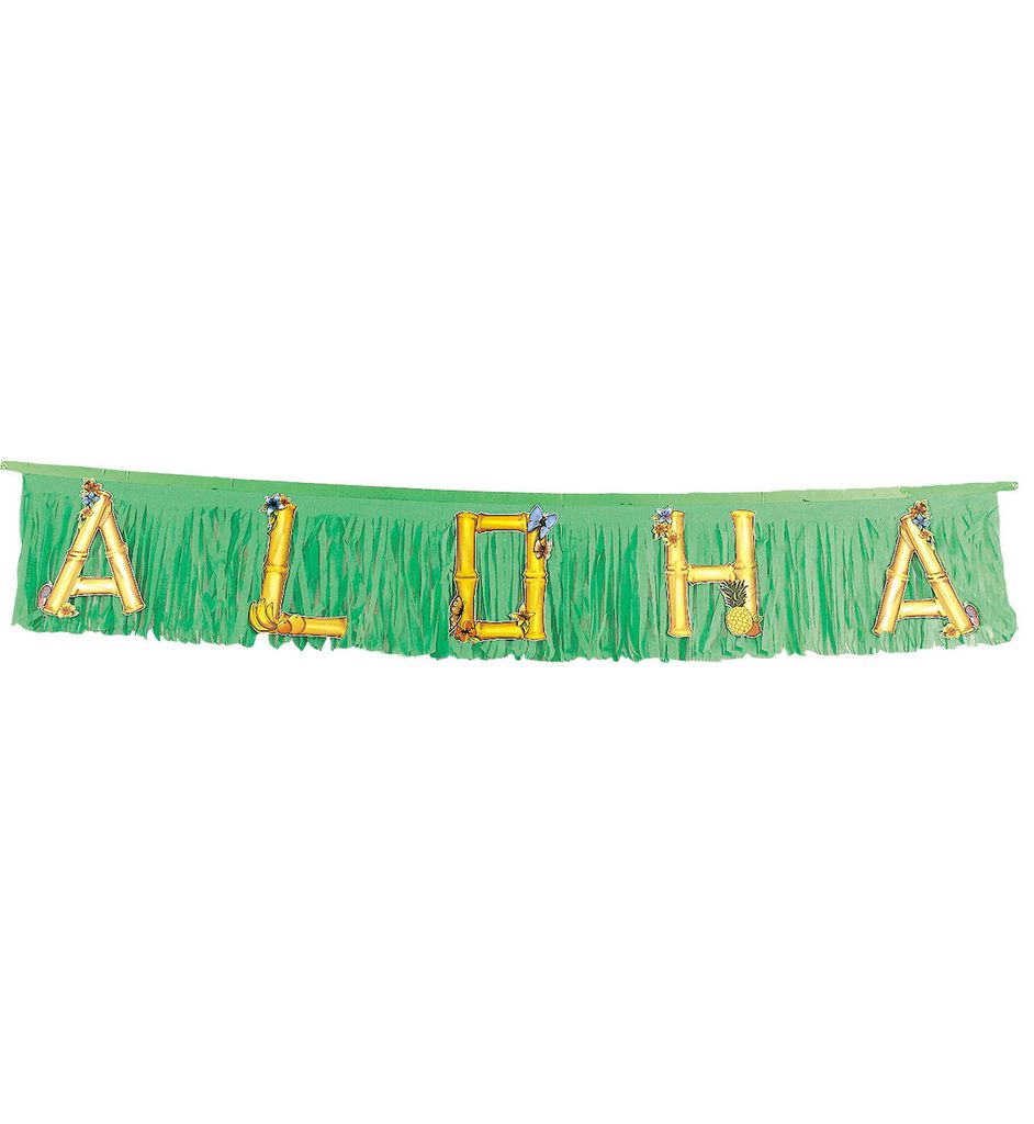 Hawaii Girlande Aloha Party-Deko grün-braun 1,5m - Einheitsgröße