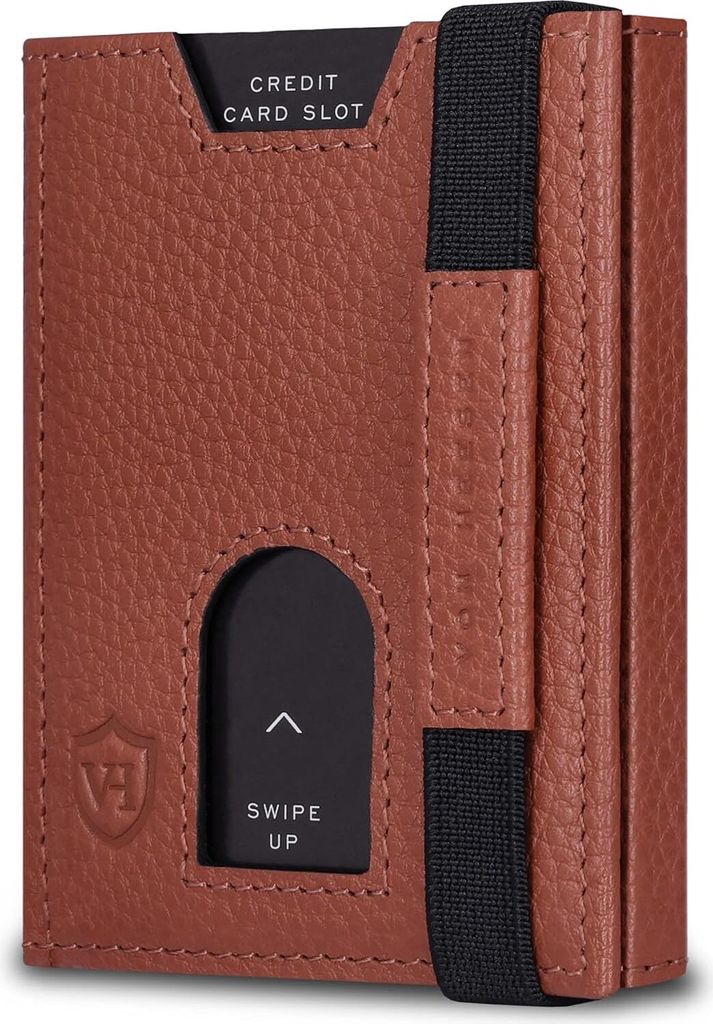 Slim Wallet mit XL Münzfach & RFID-Schutz - Leder Geldbeutel - Mini Geldbörse für Herren und Damen - Kartenetui Echtleder Karten Portemonnaie klein