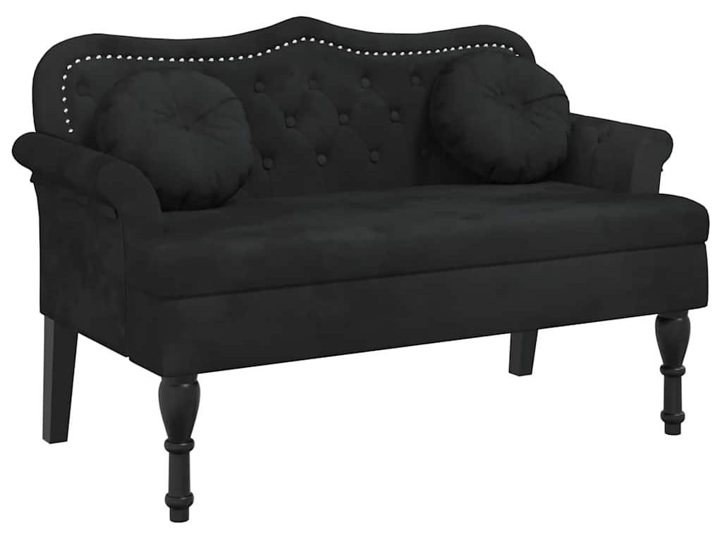 vidaXL Lavica s vankúšmi čierna 120,5 x 65 x 75 cm zamat Obrázok produktu 