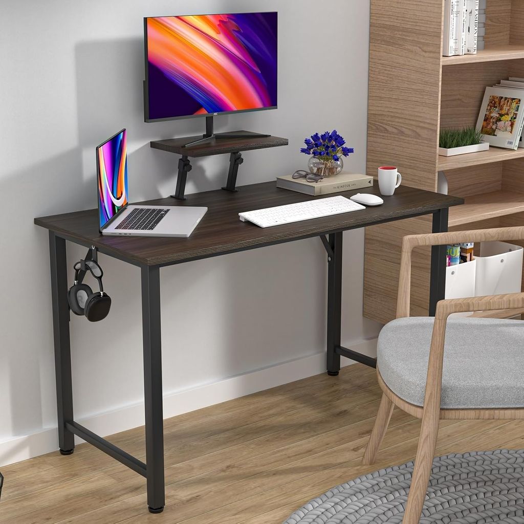 Schreibtisch mit Höhenverstellbar Monitorständer,Computertisch PC-Tisch,Gaming-Tisch Schreibtisch für Schlafzimmer,Büro,Bett,Sofa 100x50x75cm S...