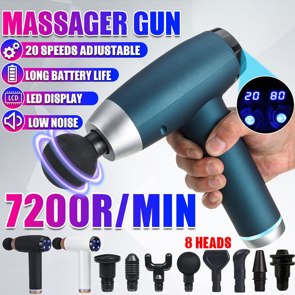 Profi Electric Massage Gun Massagepistole LCD Muscle Massagegerät mit 4 Köpfe
