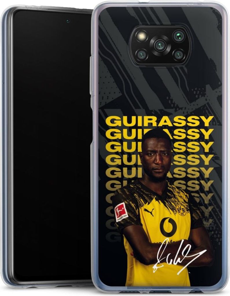 DeinDesign Handyhülle für Xiaomi Poco X3 nfc Silikon Hülle Case Smartphone Schutzhülle BVB Borussia Dortmund Serhou Guirassy