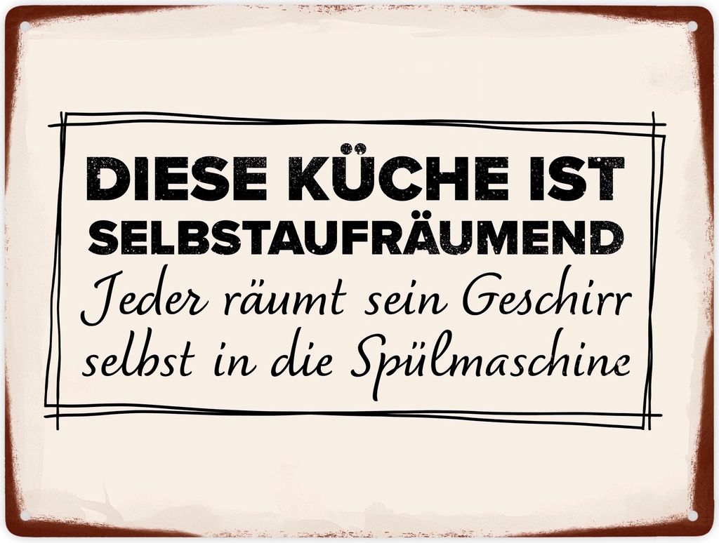 Diese Küche ist selbstaufräumend Metallschild XXL in 28x38 cm für den Haushalt