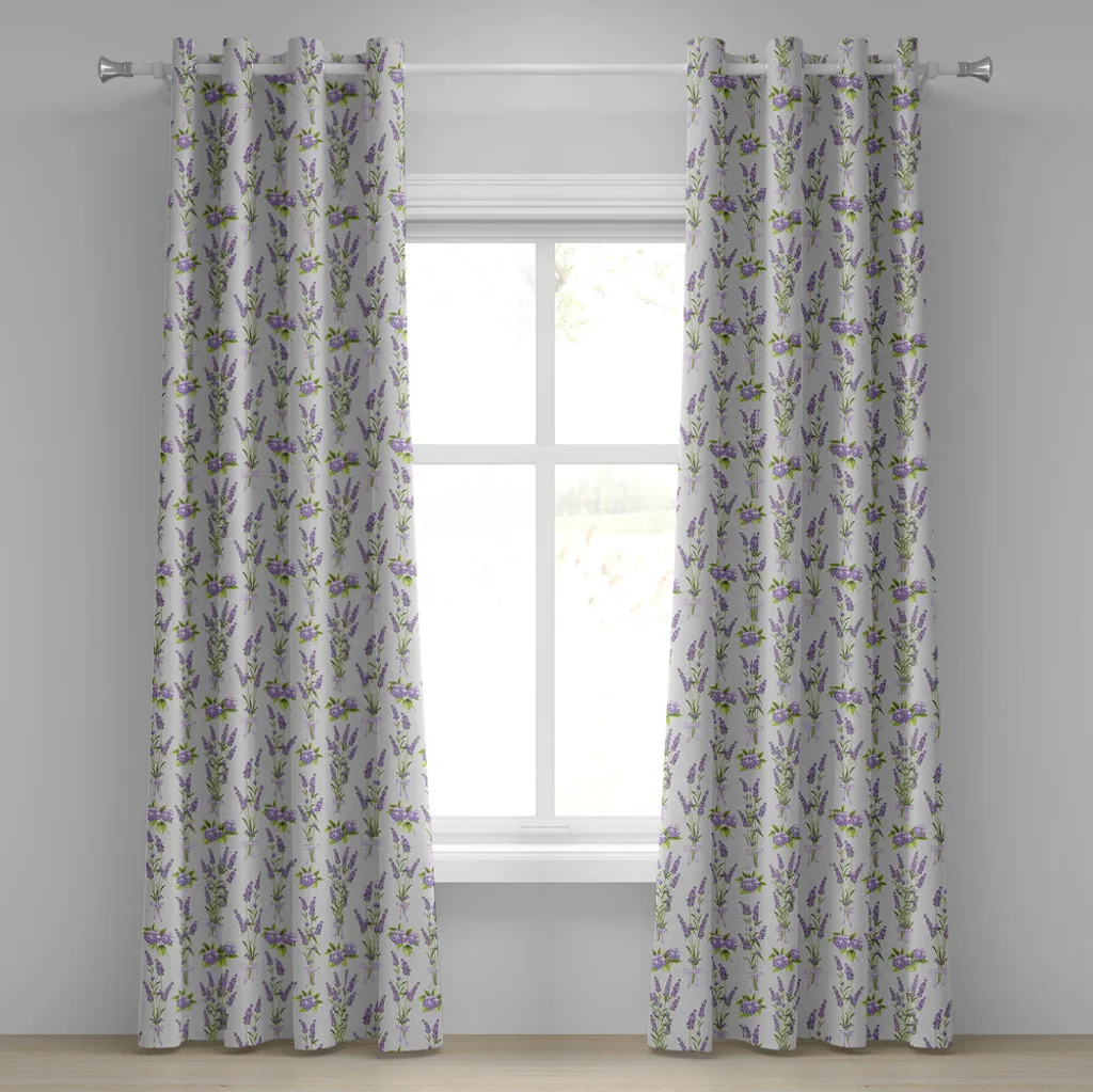 Rideau de salon ambiance jardin bouquets fleurs lavande 280x245