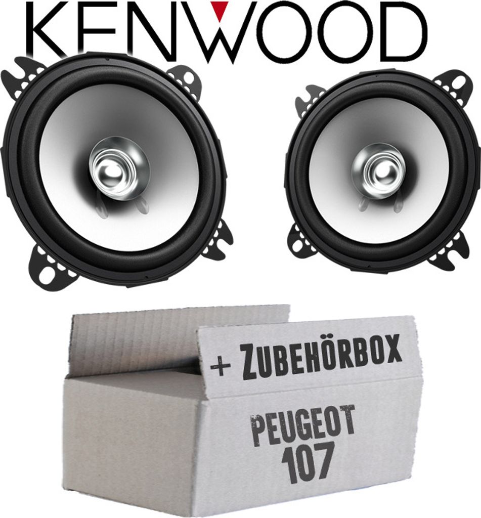 Lautsprecher Boxen Kenwood KFC-S1056 - 10cm Koax Auto Einbauzubehör - Einbauset passend für Peugeot 107 - justSOUND