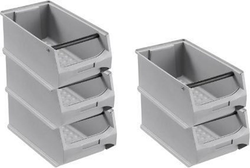 SparSet 5x Graue Sichtlagerbox 4.1 mit Griffstange | HxBxT 15x20x35cm | 7,2 Liter | Sichtlagerbehälter, Sichtlagerkasten, Sichtlagerkastensortimen...