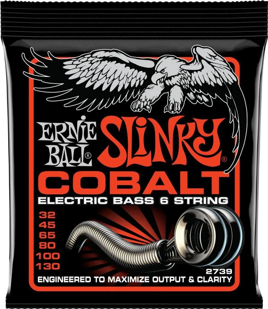 Cordes de Basse 6 Cordes Ernie Ball 2739 Cobalt Slinky en Tirant 32-130