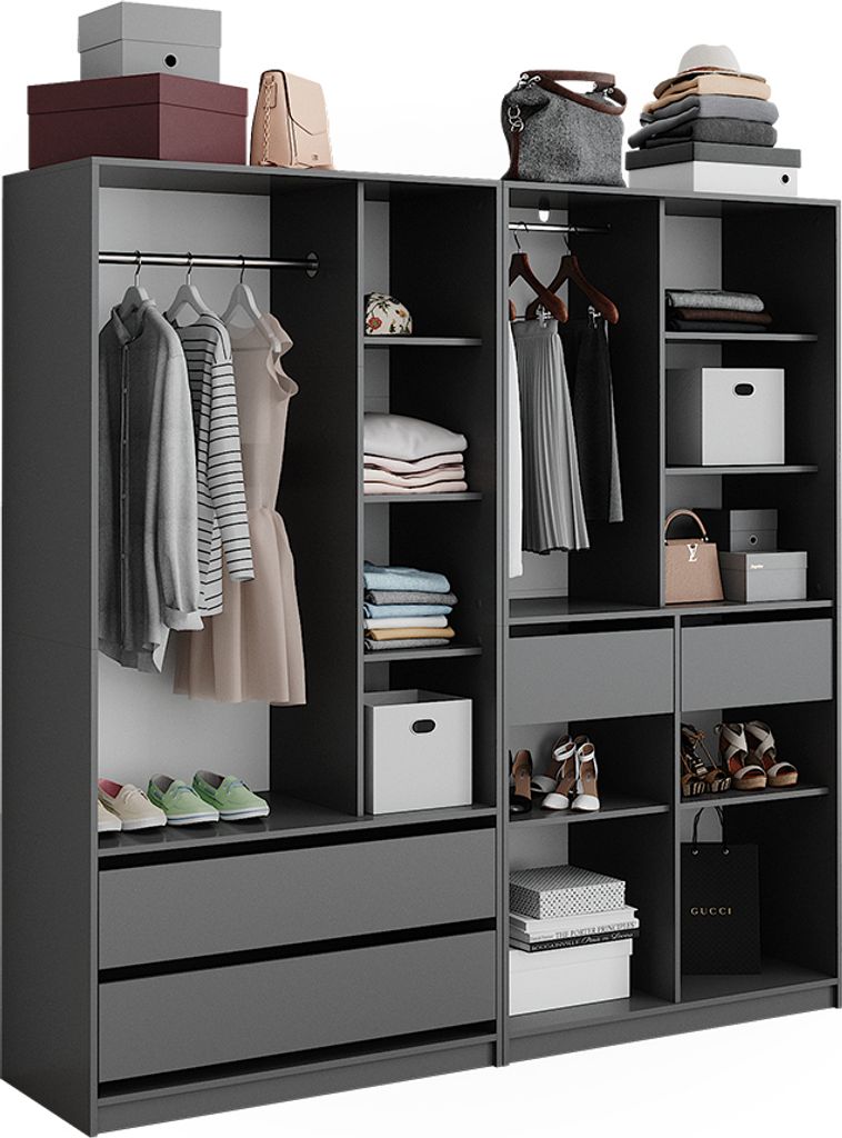 Vicco Kleiderschrank Elmo, 100 x 200 cm 2er Set, Anthrazit Produktbild 7