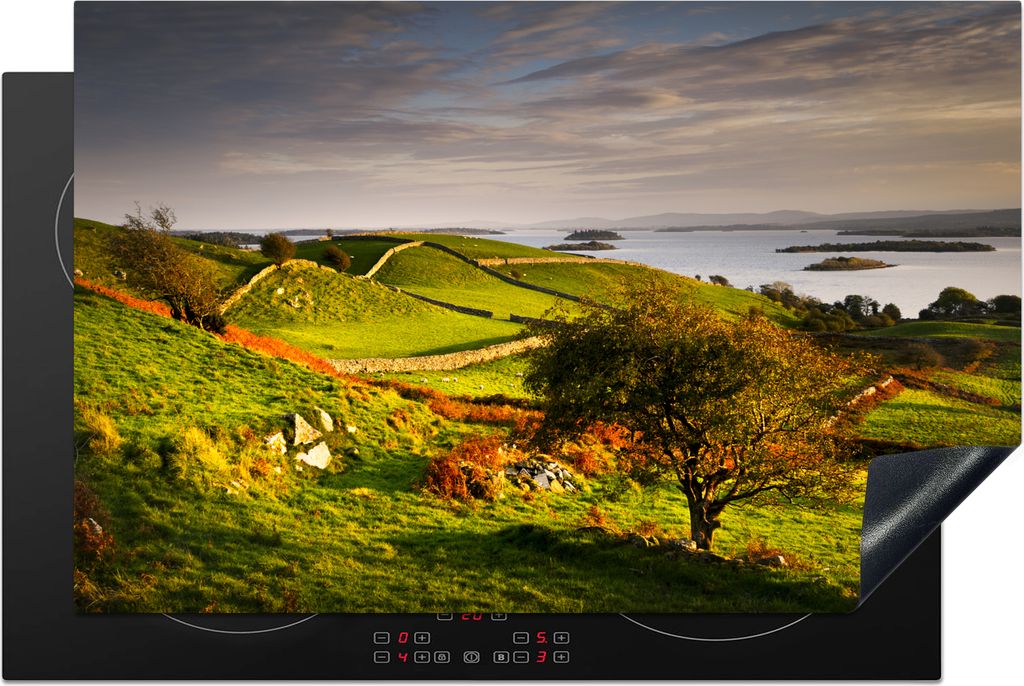 KitchenYeah Herdabdeckplatte Sonnenuntergang in Irland , 81x52cm, Küche Deko, Glaskeramikfeld Herdabdeckung, Abdeckplatte fùr Kochfeld