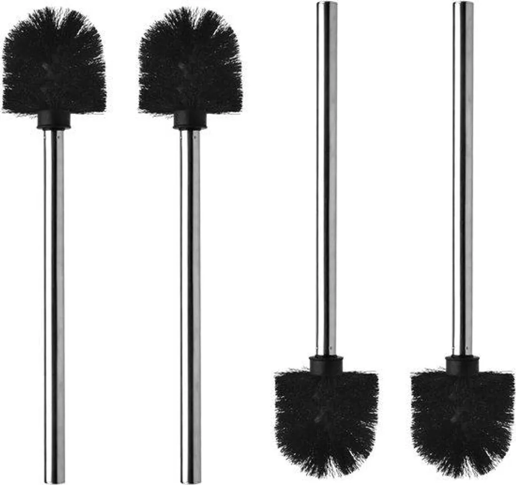 Lot de 4 brosses de toilettes noires en acier inoxydable - Design Mat