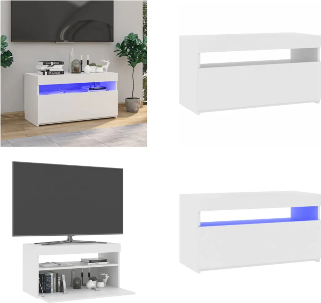 vidaXL Mobile TV Bianco con Luci LED 75x35x40 cm | Arredo Soggiorno Moderno