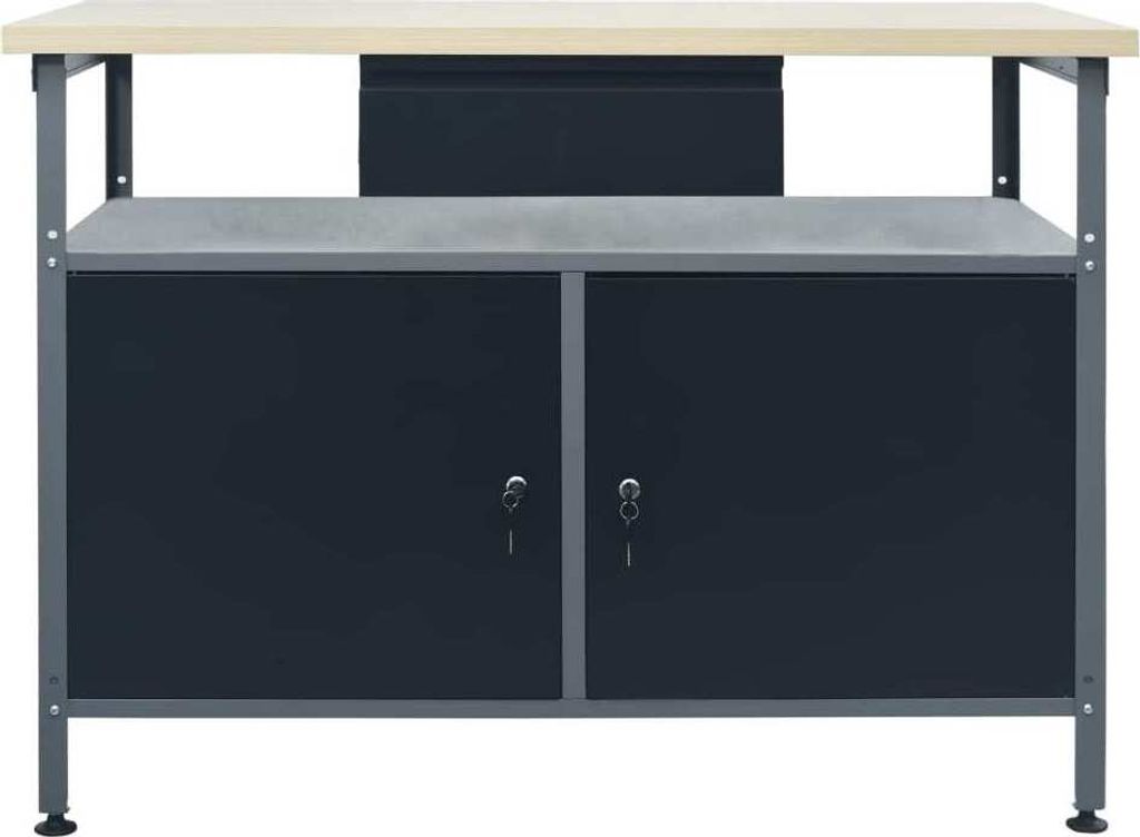 vidaXL Werkbank Schwarz 120x60x85 cm Stahl Produktbild 