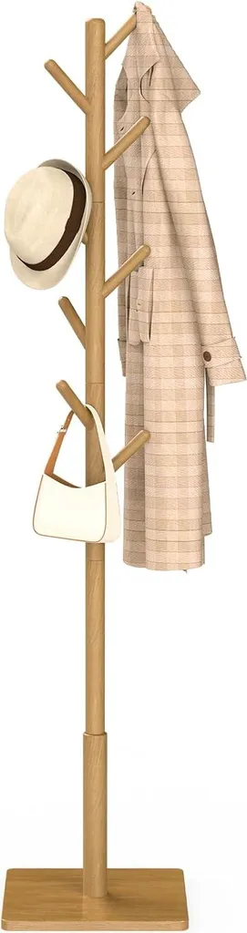 Porte-manteau stable en bois massif 8 crochets contre le désordre