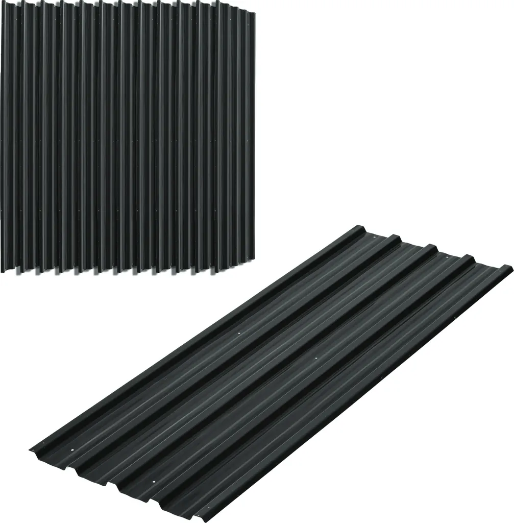 Tôles de Toiture en Acier Galvanisé Gris, Lot de 12 Plaques 129L x 45l cm