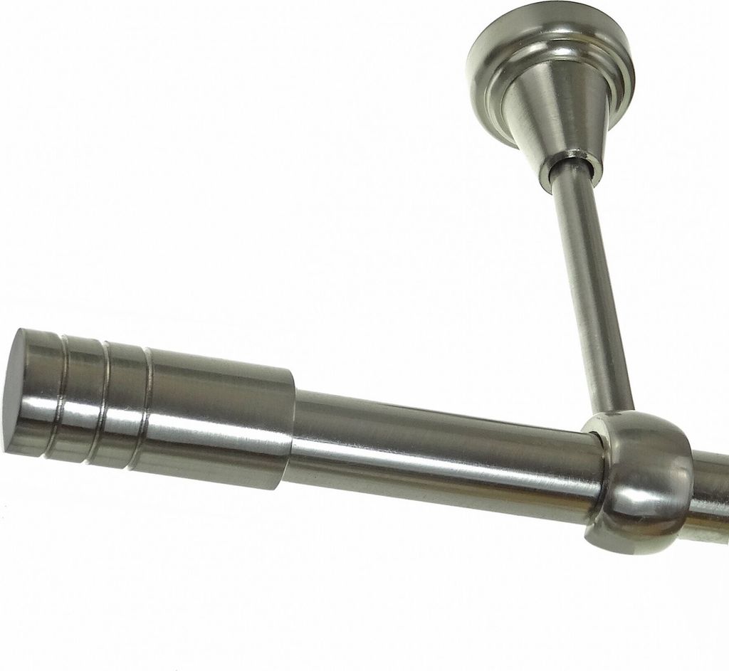 Gardinenstange Set Edelstahl Look Metall Ø 19mm zur Deckenbefestigung 1-lauf Zylinder, Länge wählbar D18E60