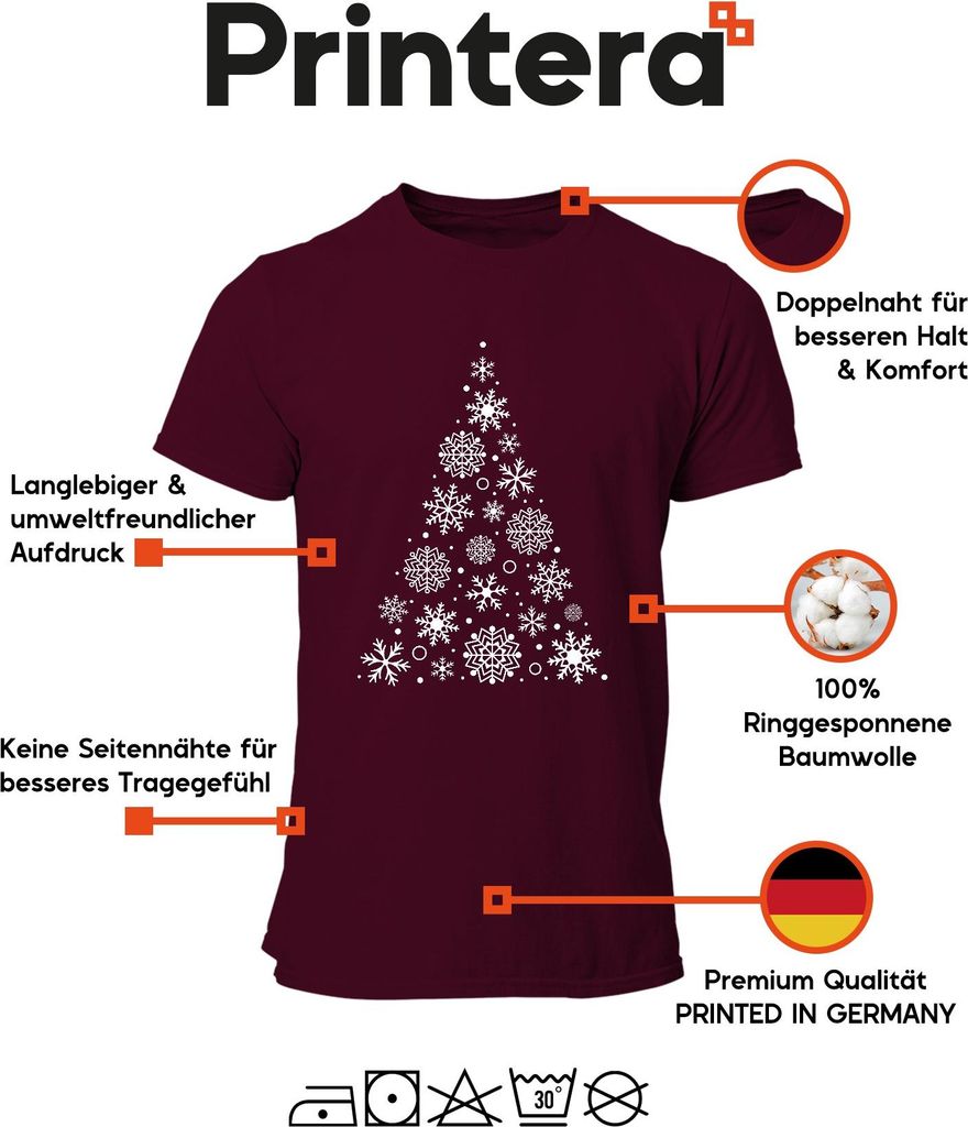 Schneeflocken Weihnachtsbaum - Weihnachten Weihnachtsgeschenk Christmas Herren T-Shirt, Burgundy, S