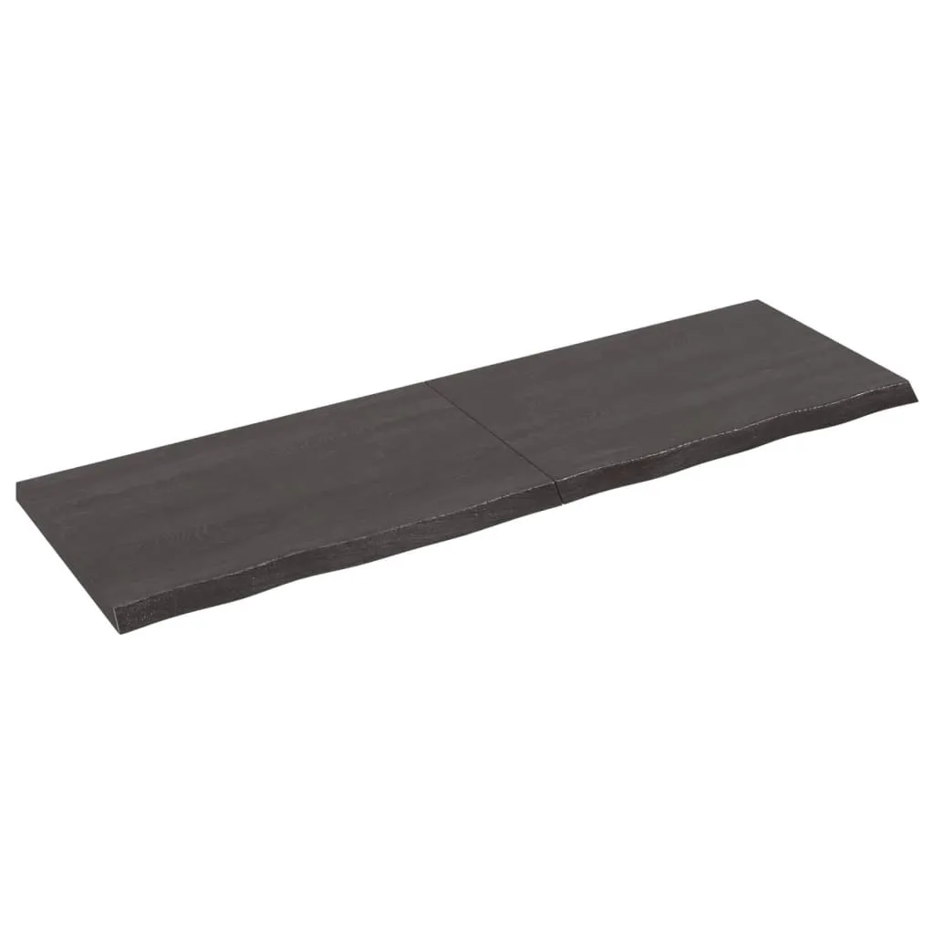 Mensola a muro marrone scuro 160x50x(2-4)cm in legno massiccio trattato con rovere
