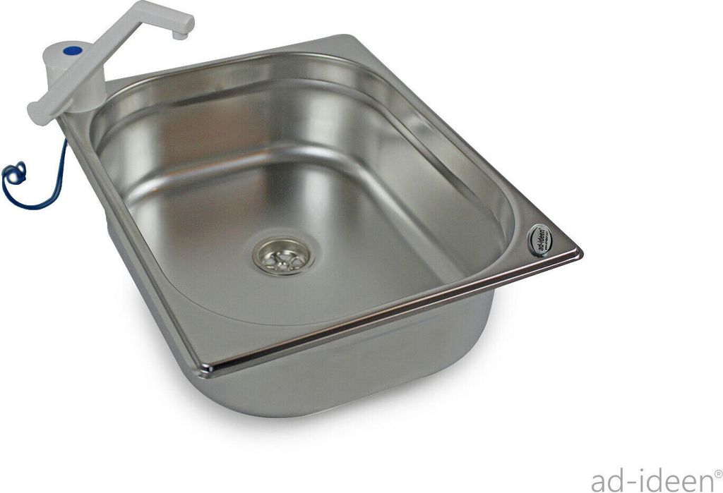 Edelstahl Spülbecken Camping Waschbecken +Ablauf 325x265x100 Wasserhahn T4 T5 T6