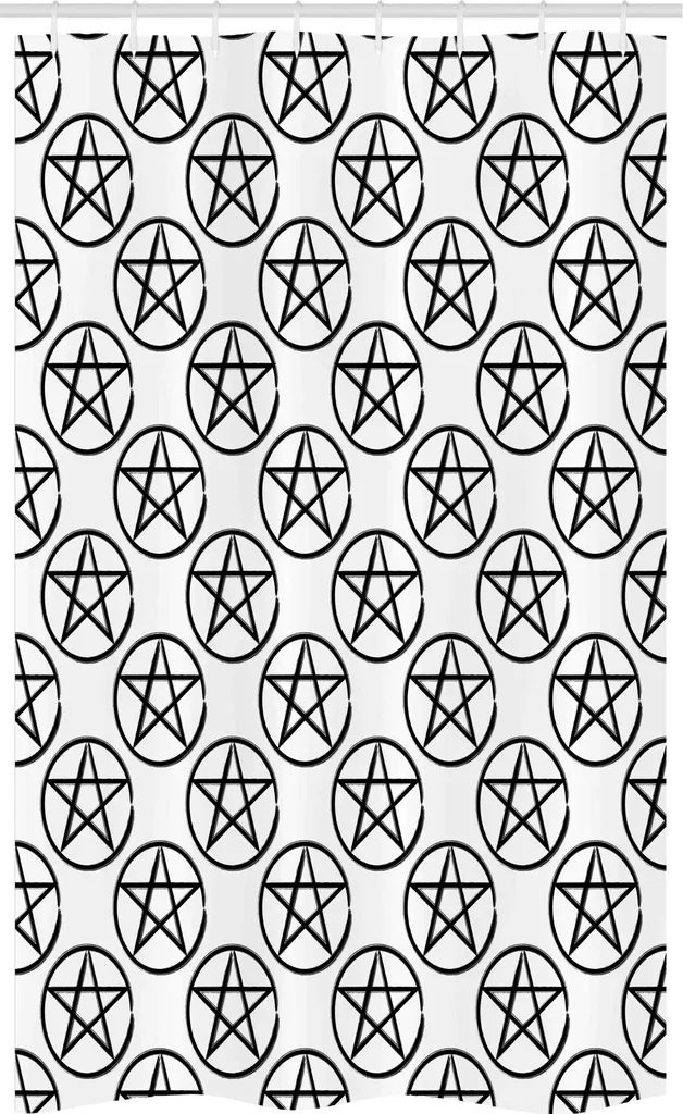 Tenda Doccia 120x180 ABAKUHAUS Pentagramma - Tessuto Grigio e Bianco