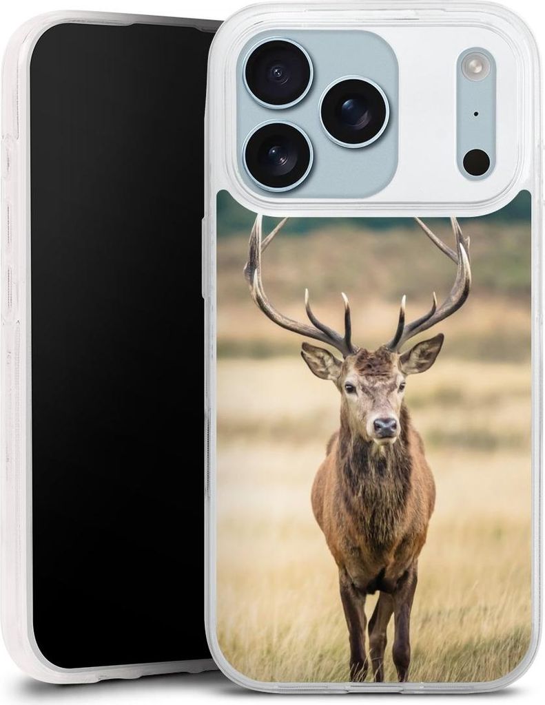 DeinDesign Slim Hülle für Apple iPhone 17 Pro Silikon Case Ultra Dünn Handyhülle Hirsch Wald Wiese