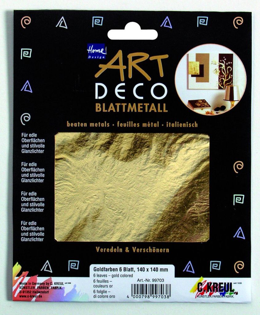KREUL 99401, Feinblech, Gold, 6 Blätter Produktbild 
